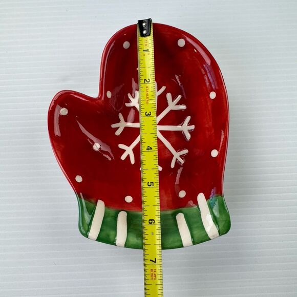 Young’s Heartfelt Kitchen Creations Christmas Mitten Snowflake Dish Ceramic - Picture 10 of 12